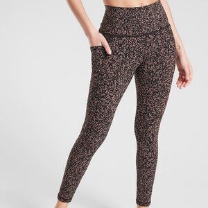 Athleta Black and Pink Patterned Leggings
